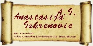 Anastasija Iskrenović vizit kartica